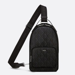 Miglior Prezzo Borse Firmate Replica a tracolla Dior Mini Rider CD Diamond Canvas nera 