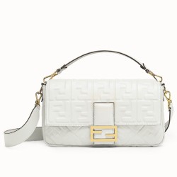 Miglior Prezzo Borsa Baguette Grande Fendi Motivo FF Bianca Replica