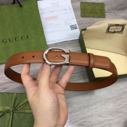 Miglior Prezzo Cintura sottile Gucci con fibbia G 655566 Marrone Replica