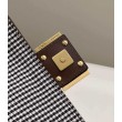 Fendi 8BS017 Borsa Replica 1:1 Mini Baguette in lana pied de poule con ricamo FF Marrone