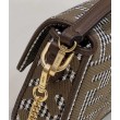 Fendi 8BS017 Borsa Replica 1:1 Mini Baguette in lana pied de poule con ricamo FF Marrone