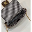 Fendi 8BS017 Borsa Replica 1:1 Mini Baguette in lana pied de poule con ricamo FF Marrone