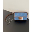 Fendi Baguette Mini Bag 8BS017 ricamo motivo FF denim Blu