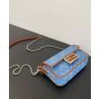Fendi Baguette Mini Bag 8BS017 ricamo motivo FF denim Blu