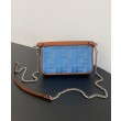 Fendi Baguette Mini Bag 8BS017 ricamo motivo FF denim Blu