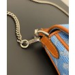 Fendi Baguette Mini Bag 8BS017 ricamo motivo FF denim Blu