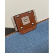 Fendi Baguette Mini Bag 8BS017 ricamo motivo FF denim Blu