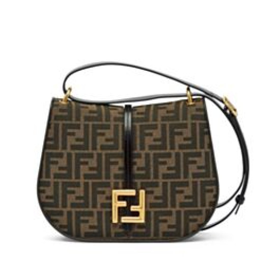Fendi C'mon Borsa a cartella media con curvatura 8BT366 Caffè Fendi C'mon Borsa a cartella media con curvatura 8BT366 Caffè