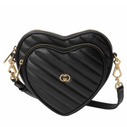 Miglior Prezzo Borsa a tracolla Gucci Mini Heart ad incastro 751628 Nera Replica