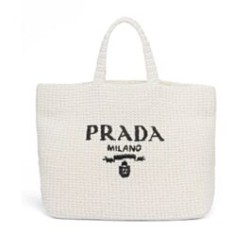 Miglior Prezzo Borsa tote Prada all'uncinetto 1BG392 Crema Replica