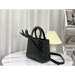 Imitazione Christian Dior Borse Replica Lady Dior My Abcdior media in pelle di vitello Cannage nera con motivo diamante
