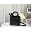 Imitazione Christian Dior Borse Replica Lady Dior My Abcdior media in pelle di vitello Cannage nera con motivo diamante
