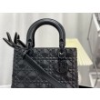 Imitazione Christian Dior Borse Replica Lady Dior My Abcdior media in pelle di vitello Cannage nera con motivo diamante