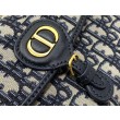 Pochette con catena Dior Bobby East-West Jacquard obliquo blu