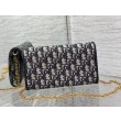 Pochette con catena Dior Bobby East-West Jacquard obliquo blu