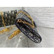 Pochette con catena Dior Bobby East-West Jacquard obliquo blu