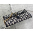 Pochette con catena Dior Bobby East-West Jacquard obliquo blu