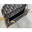 Pochette con catena Dior Bobby East-West Jacquard obliquo blu