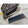 Pochette con catena Dior Bobby East-West Jacquard obliquo blu