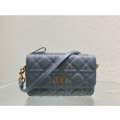 Pouch Dior Caro Cannage Blu