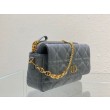 Pouch Dior Caro Cannage Blu
