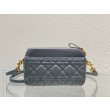 Pouch Dior Caro Cannage Blu
