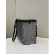 Shopper Fendi X-Tote in lana pied de poule con ricamo FF 8BH374 Grigia