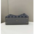 Shopper Fendi X-Tote in lana pied de poule con ricamo FF 8BH374 Grigia