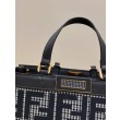 Shopper Fendi X-Tote in lana pied de poule con ricamo FF 8BH374 Grigia
