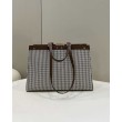 Shopper Fendi X-Tote in lana pied de poule con ricamo FF 8BH374 Marrone