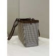 Shopper Fendi X-Tote in lana pied de poule con ricamo FF 8BH374 Marrone