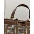 Shopper Fendi X-Tote in lana pied de poule con ricamo FF 8BH374 Marrone