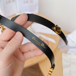 Miglior Prezzo Cintura Dior Caro 15MM in pelle di vitello e catena Nera Replica