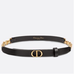 Miglior Prezzo Cintura Dior Caro 15MM in pelle di vitello e catena Nera Replica