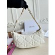 Borsa a tracolla Dior CD Lounge Pelle di agnello Macrocannage bianca