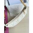 Borsa a tracolla Dior CD Lounge Pelle di agnello Macrocannage bianca