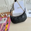 Borsa a tracolla Dior CD Lounge Pelle di agnello macrocannage nera