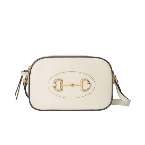 Borsa a tracolla piccola Gucci Horsebit 1955 Evolves 760196 Bianca