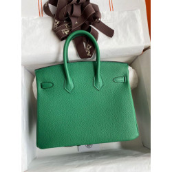 Borsa Hermes Birkin 25 Retourne Clemence grigio perla