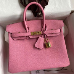 Borse Replica Hermes Birkin 25 Retourne Rosa Clemence