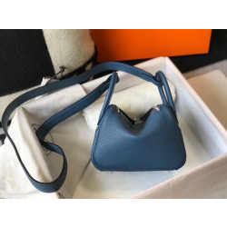 Borsa Hermes Lindy Mini Agata Blu Clemence