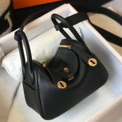 Borsa Hermes Lindy Mini Pelle di vitello Clemence nera