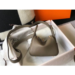 Borsa Hermes Lindy Mini Taupe Clemence in pelle di vitello