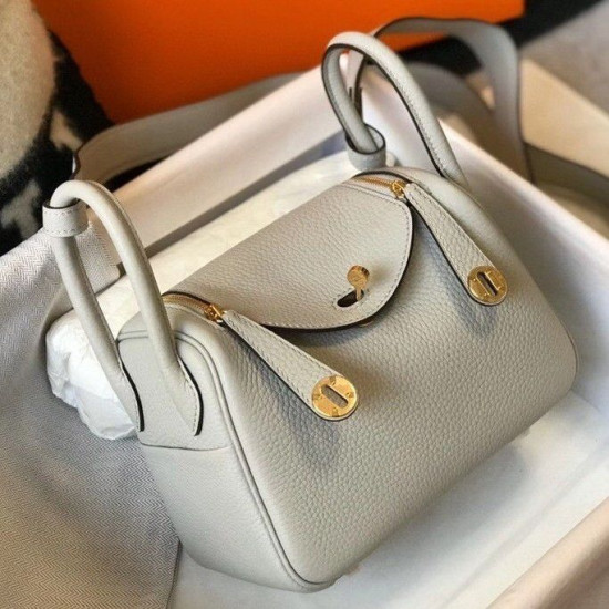 Borse Imitazioni Hermes Mini Lindy Clemence grigio perla