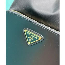 Replica Perfetta Prada Re-Nylon e pelle spazzolata 1BH038 Nera