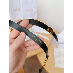 Cintura Dior Caro 15MM in pelle di vitello e catena Nera