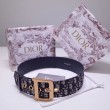 Qualità superiore replica Cintura Dior Diorquake 55MM Tela Obliqua Blu