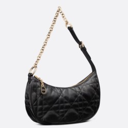 Borsa a tracolla Dior CD Lounge Pelle di agnello macrocannage nera