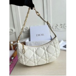 Borsa a tracolla Dior CD Lounge Pelle di agnello Macrocannage bianca