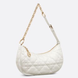 Borsa a tracolla Dior CD Lounge Pelle di agnello Macrocannage bianca